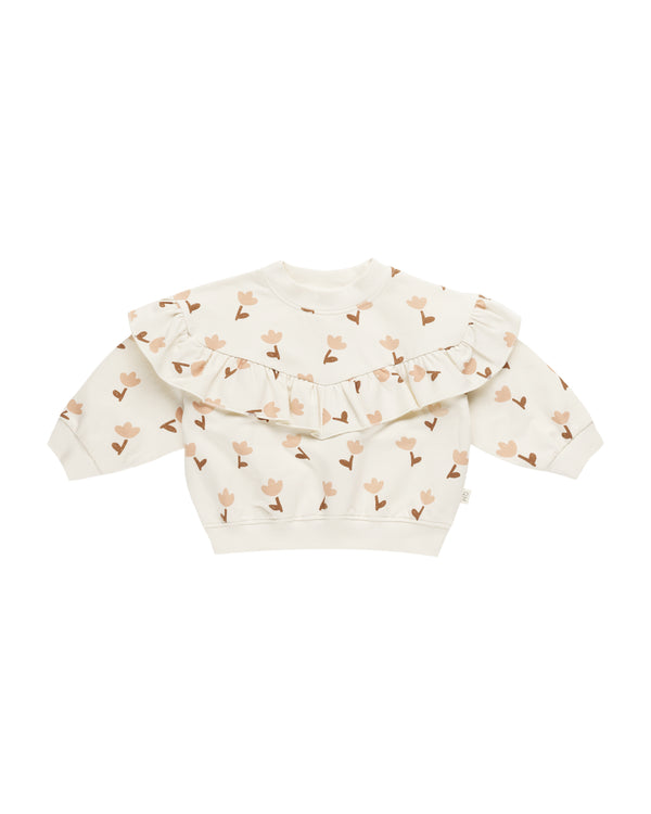 Quincy Mae Ruﬄe Fleece Sweatshirt Tulips