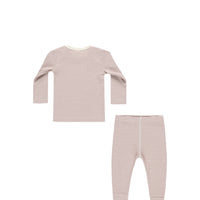 Quincy Mae Ribbed Tee + Legging Set Mauve Stripe