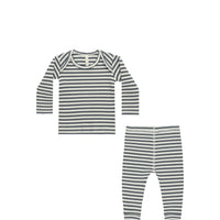 Quincy Mae Ribbed Tee + Legging Set Indigo Stripe