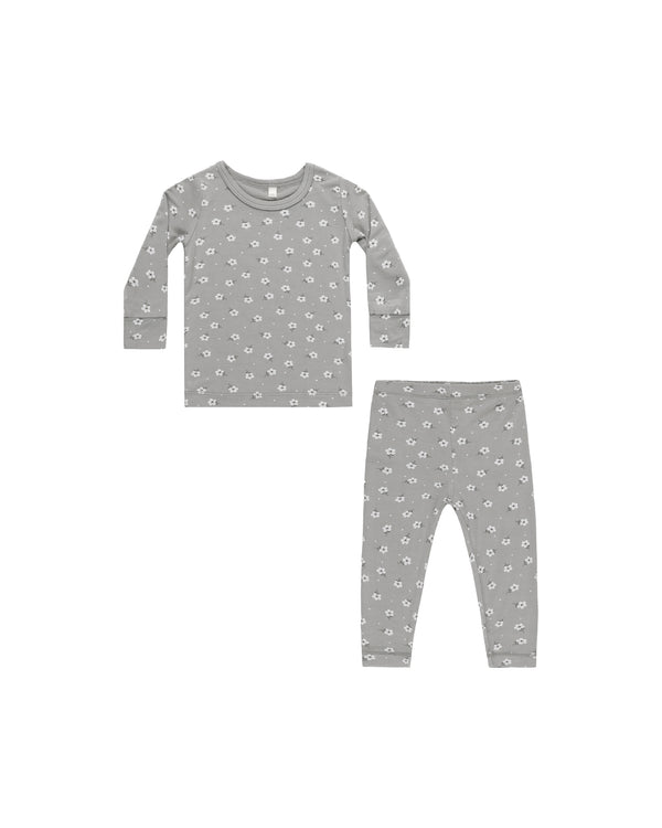 Quincy Mae Bamboo Pajama Set Blue Ditsy