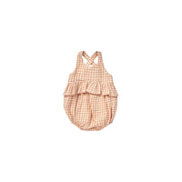 Quincy Mae Melon Gingham  Penny Romper