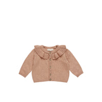 Quincy Mae Ruﬄe Collar Cardigan Rose