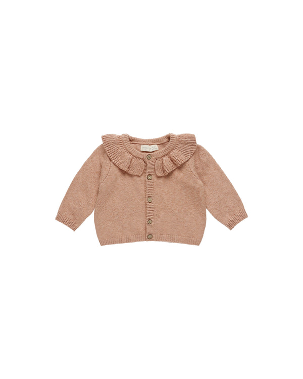 Quincy Mae Ruﬄe Collar Cardigan Rose