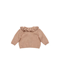 Quincy Mae Ruﬄe Collar Cardigan Rose