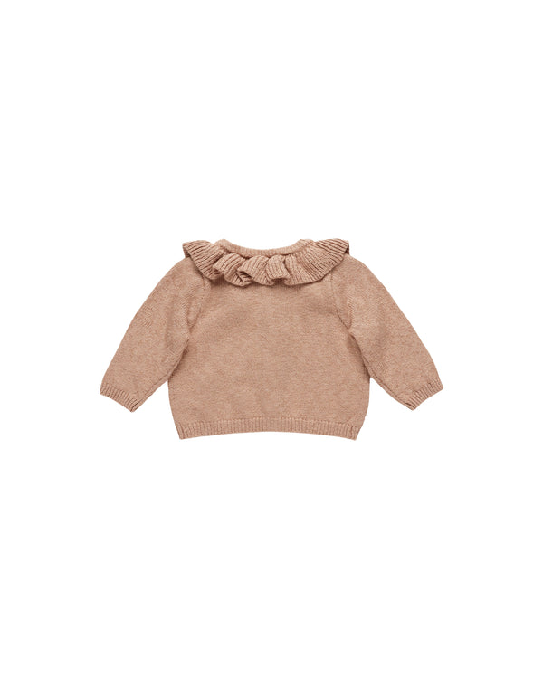 Quincy Mae Ruﬄe Collar Cardigan Rose