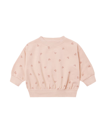 Quincy Mae Relaxed Sweatshirt Hearts - Dusty-Rose