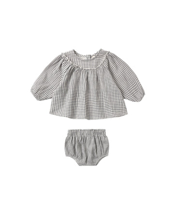 Quincy Mae Mia Top + Bloomer Set Midnight Gingham