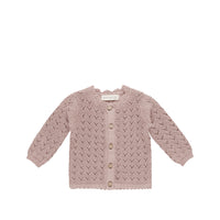 Quincy Mae Scalloped Cardigan Mauve