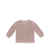 Quincy Mae Scalloped Cardigan Mauve