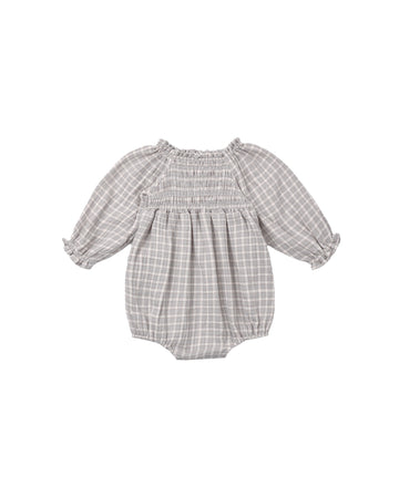 Quincy Mae Eden Romper Blue Gingham - Cloud