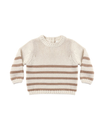Quincy Mae Rex Sweater Almond Stripe