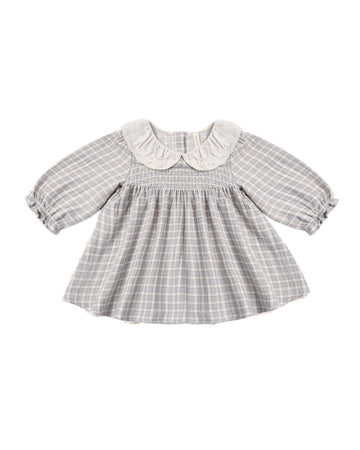 Quincy Mae Callie Dress Blue Gingham - Cloud