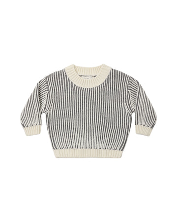 Quincy Mae Relaxed Knit Sweater Midnight Stripe