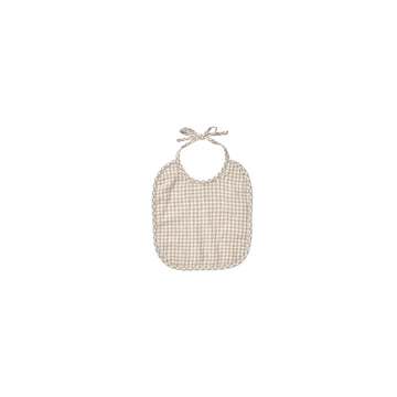 Quincy Mae Oat Gingham Woven Tie Bib