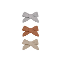 Quincy Mae Periwinkle Clay Oat Bow W. Clip, Set Of 3