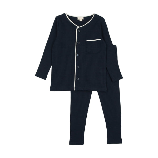 Lil Legs Ribbed Lounge Set Navy