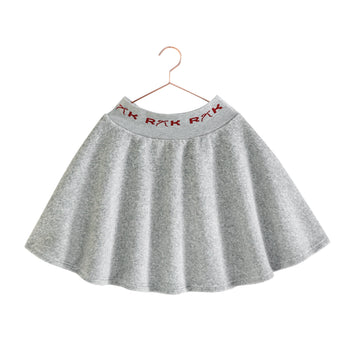 Retro Kid Reese Scuba Velour Full Skirt - Gray/ Red