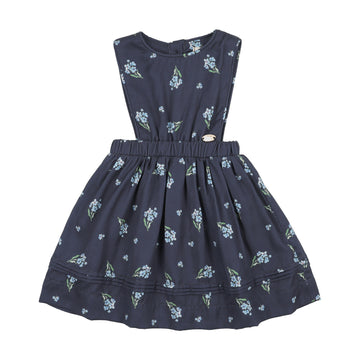Secolo Regal Floral Pinafore - Navy