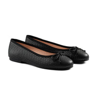 Raybelle Black Leather Stamped Ballet Flat