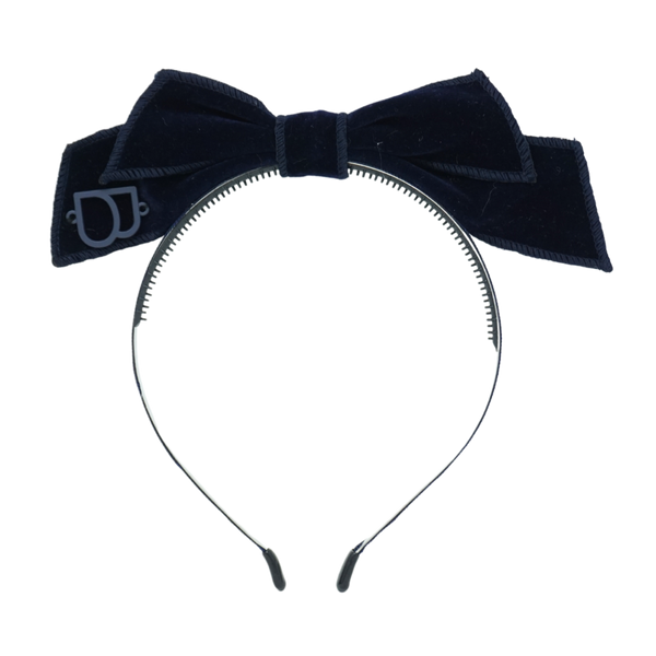 Bandeau Navy Bow Headband Rich Velvet(Plain) (FINAL SALE)