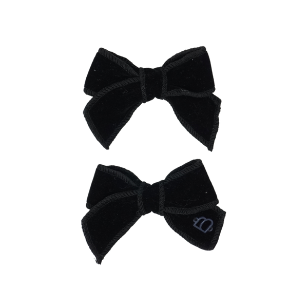 Bandeau Black Mini Bow Clip Set Rich Velvet(Plain) (FINAL SALE)