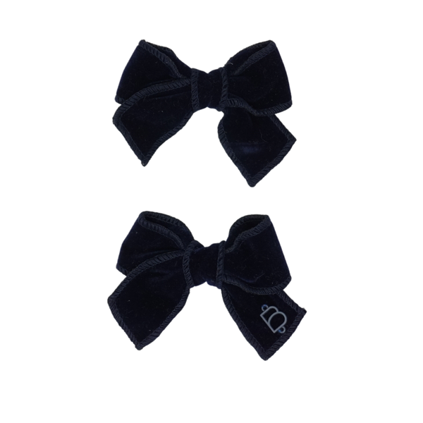 Bandeau Navy Mini Bow Clip Set Rich Velvet(Plain) ( FINAL SALE )