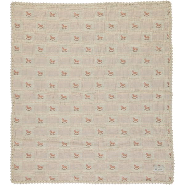 Bebe Organic Shell Pink Horse Patchwork Rocking Horse Blanket