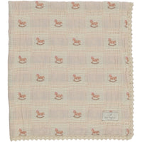 Bebe Organic Shell Pink Horse Patchwork Rocking Horse Blanket