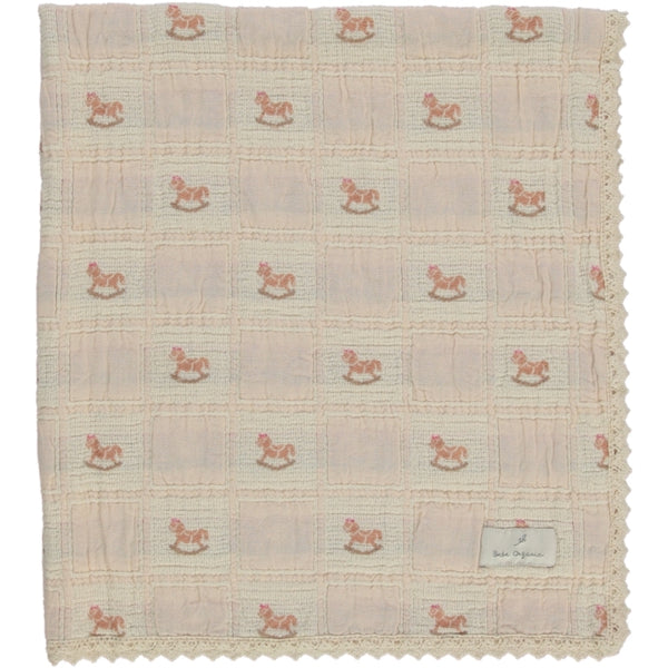 Bebe Organic Shell Pink Horse Patchwork Rocking Horse Blanket