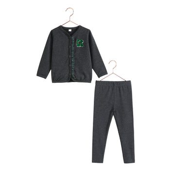 Retro Kid Rowan Baby Girl Ruffle Sweater Set - Gray