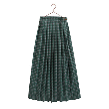 Retro Kid Rowan Gingham Maxi Skirt - Gray/ Green