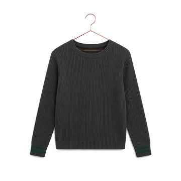 Retro Kid Rowan Knit Ribbed Sweater - Gray