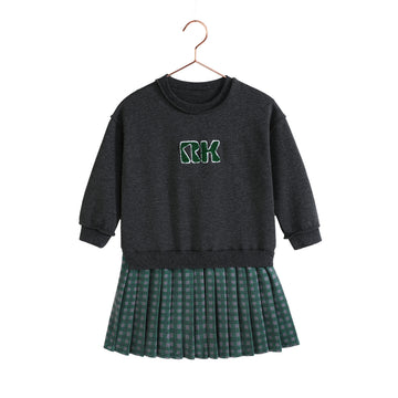 Retro Kid Rowan Sweat Pleated Dress - Gray