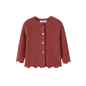Nou Nelle Rust Scallop Cardigan