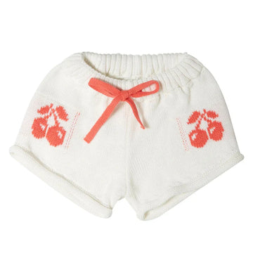 Tocoto Vintage Off White Cherries Jacquard Knit Shorts