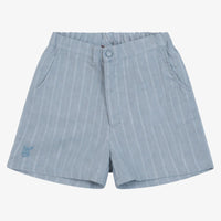 Orange Dimanche Sky Blue Textured Cotton Shorts