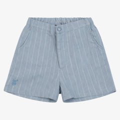 Orange Dimanche Sky Blue Textured Cotton Shorts
