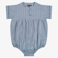 Orange Dimanche Sky Blue Textured Boy Romper