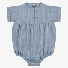 Orange Dimanche Sky Blue Textured Boy Romper