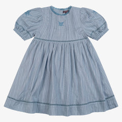 Orange Dimanche Sky Blue Textured Cotton Dress