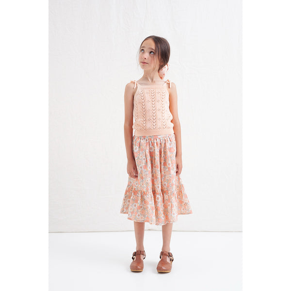 Tocoto Vintage Pink Long Skirt Flower Print