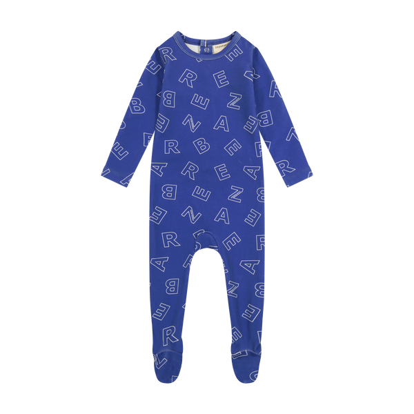 Zeebra Kids Cobalt Blue Scattered Zeebra Footie Pajamas