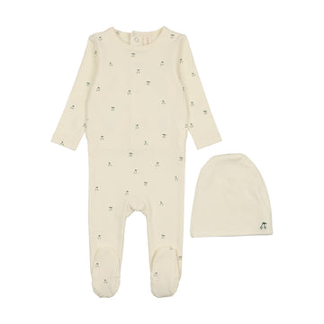 LILETTE  BY LIL LEGS  BY LIL LEGS IVORY/MINT SCATTERED CHERRY FOOTIE SET