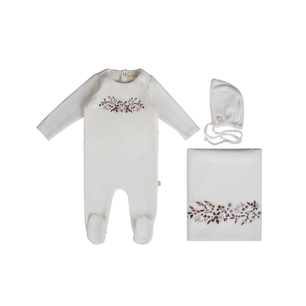 Citrine Warm White/Pink Embroidered Garden Set