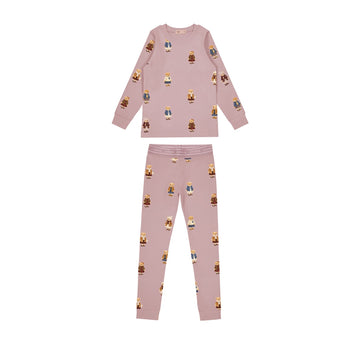 Crew Lounge Teddy Pattern Lounge Crewneck Set Dusk