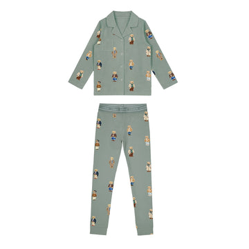 Crew Lounge Teddy Pattern Lounge Grandpa Set Jade
