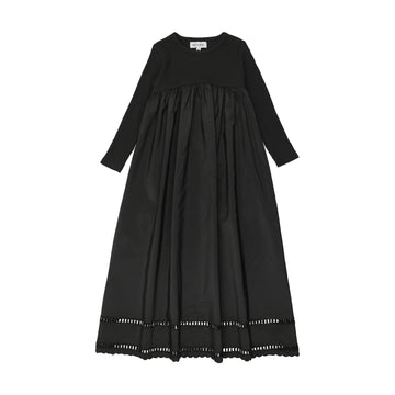 Kin And Kin Mixed Media Long Sleeve Robe (Maxi) - Black