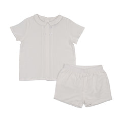 Kin And Kin Boy'S Shabbos Shirt + Shorts Set - Winter White