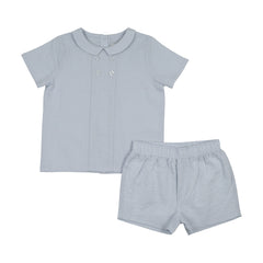 Kin And Kin Boy'S Shabbos Shirt + Shorts Set - Light Blue SH18