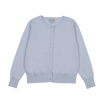 Kin And Kin Scalloped Edge Cardigan - Light Blue